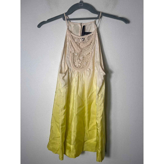 BCBG Yellow Hombre Flowy Beaded Top Sz XS
