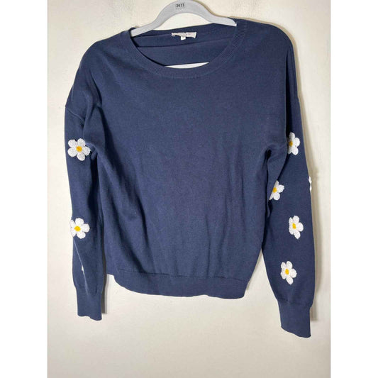 J. Society Navy Daisy Long Sleeve Sweater Sz S