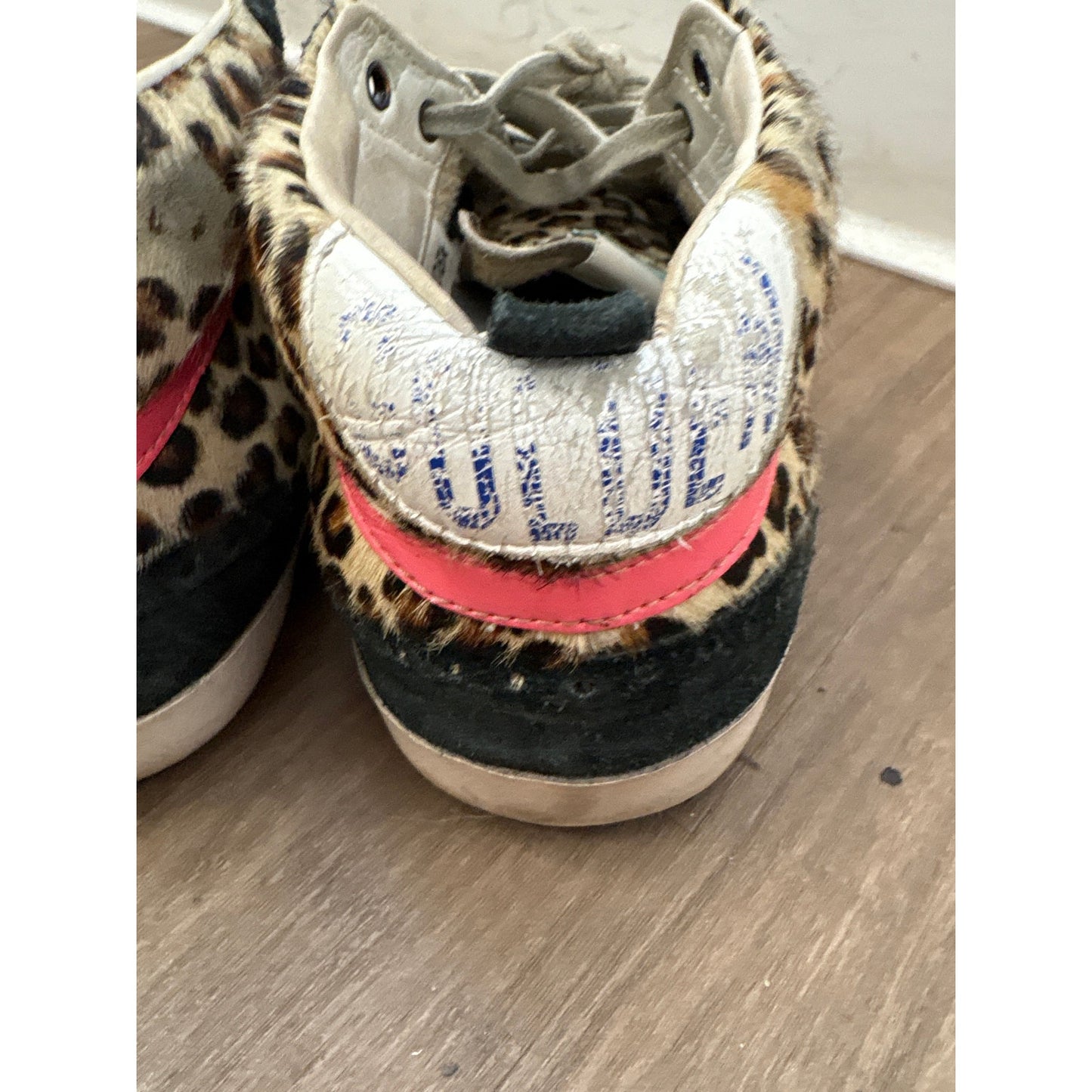 Golden Goose Cheeta Print Black Star Tennis Shoes Sz 40