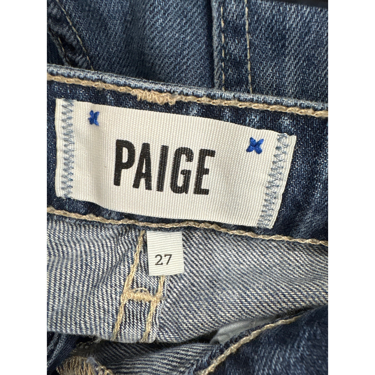 Paige Jimmy Jimmy Skinny Patchwork Blue Jeans Sz 27