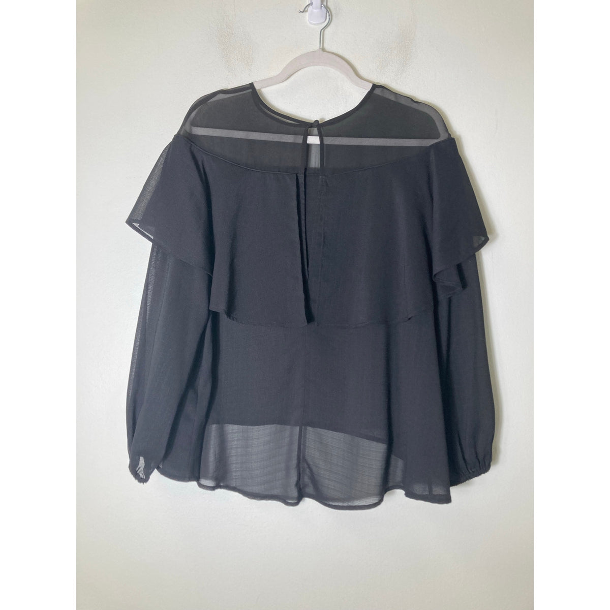 Finders Black Ruffle Top Sz S