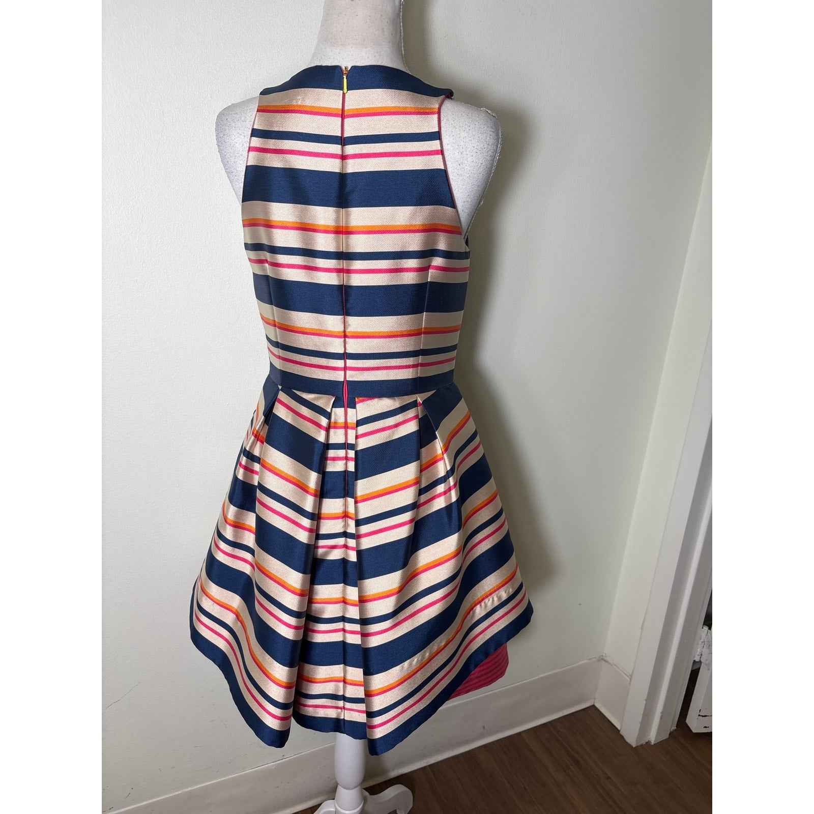 Trina Turk Navy, Pink and White Striped Mini Dress Sz 4