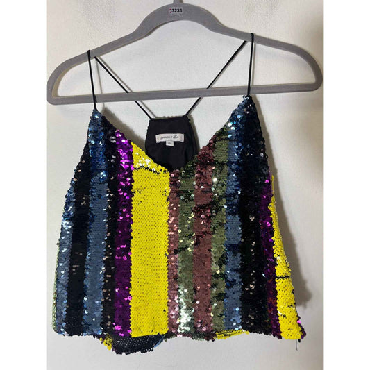 Spencer + Ella Mulicolor Sequince Racer Back Crop Top Sz M