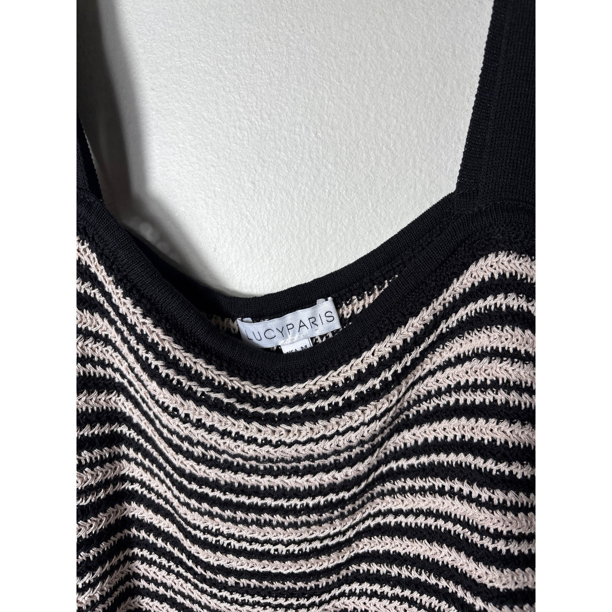 Lucy Paris Black and White Knit Crop Top Sz M
