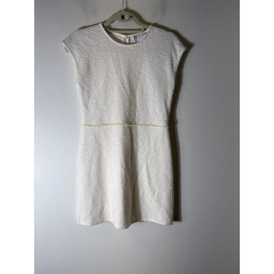 Zara Winter White Terry Cloth Mini Dress Sz S
