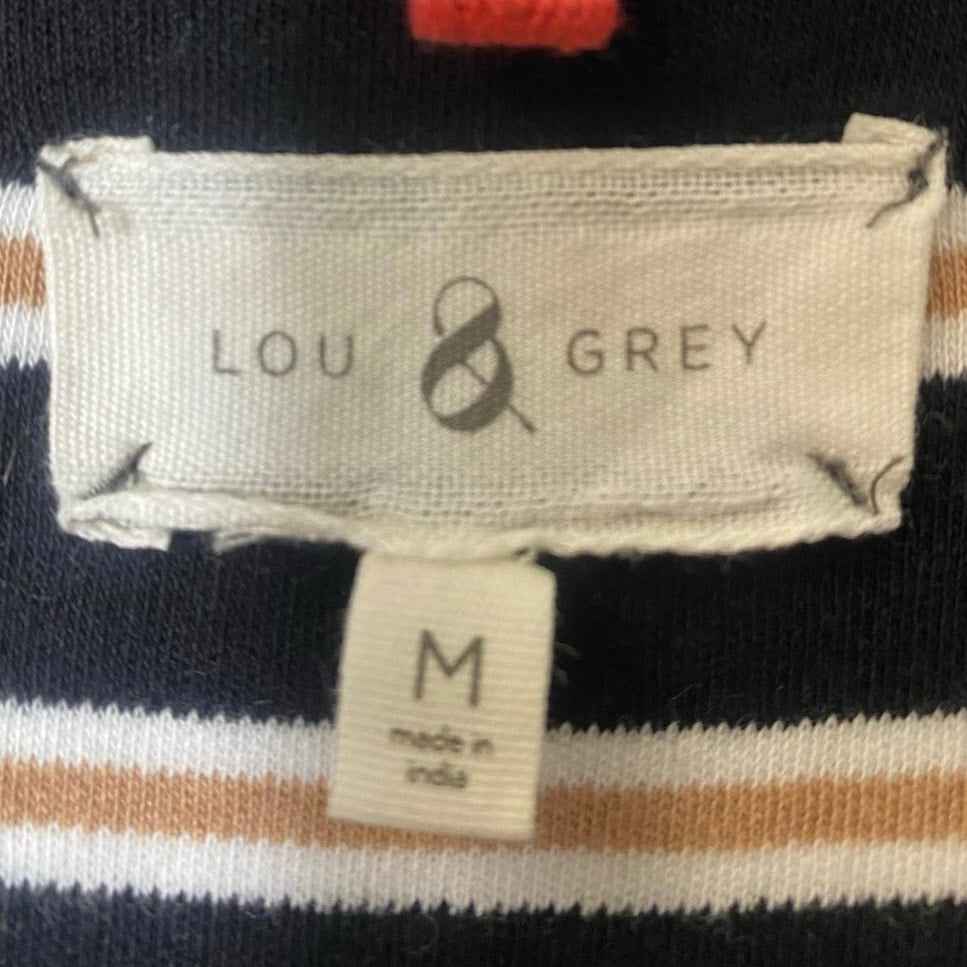 Lou & Grey Black, White, and Tan Cotton Striped Knit Dress Sz. M