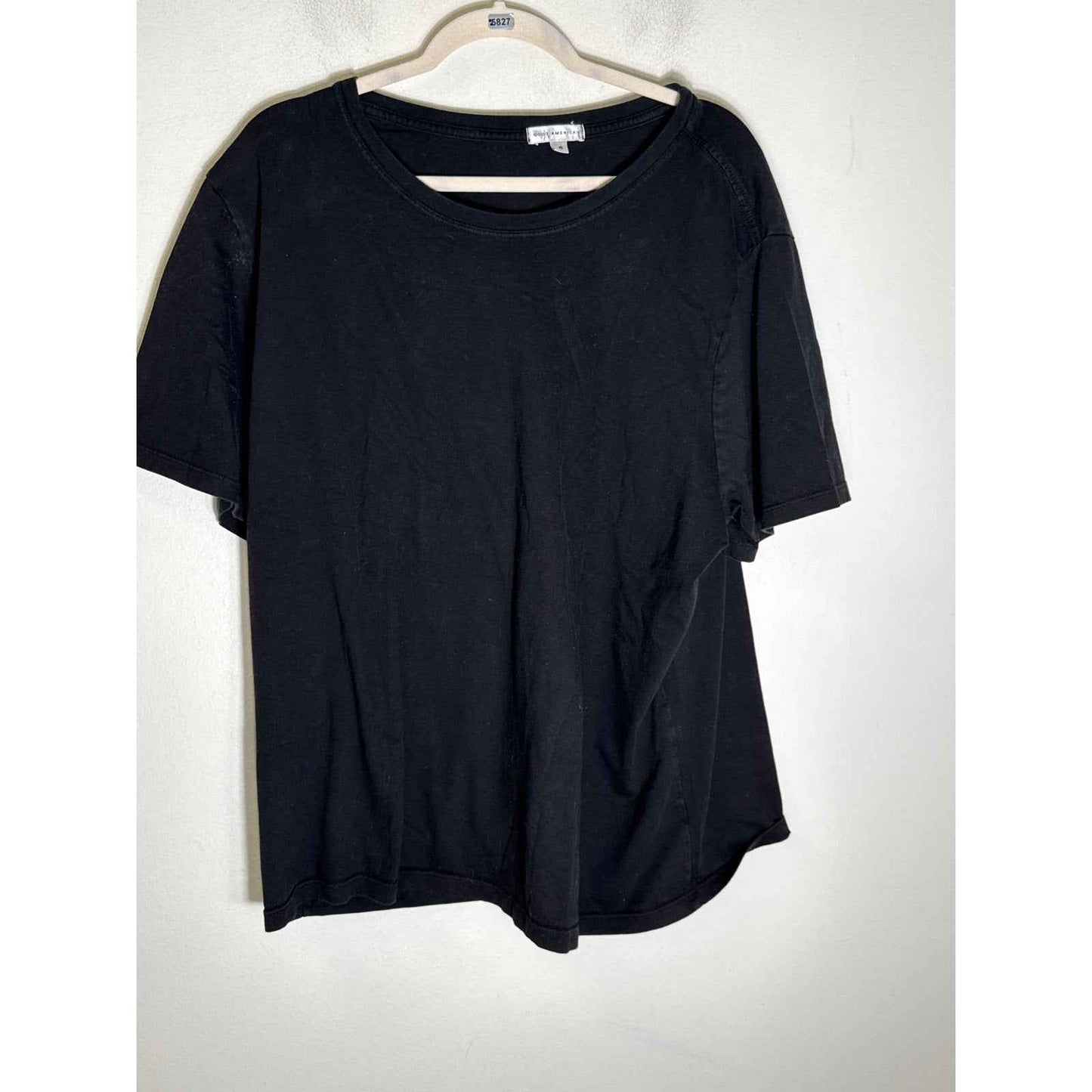 Good American Black Short Sleeve Cotton Tee Shirt Sz 6
