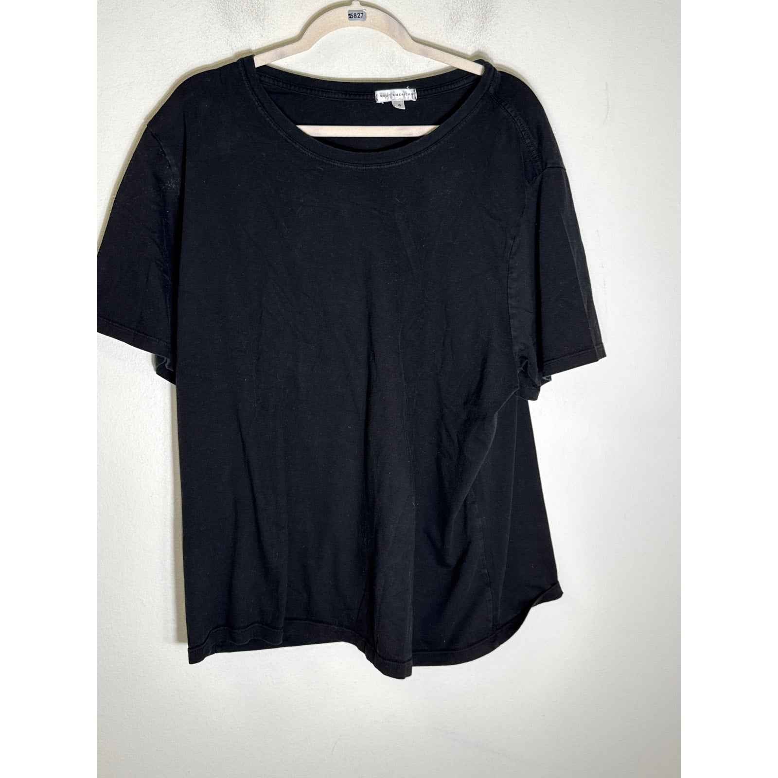 Good American Black Short Sleeve Cotton Tee Shirt Sz 6