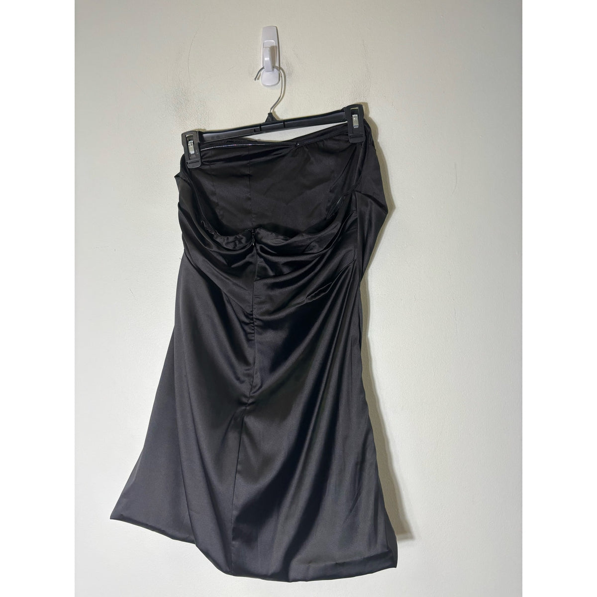 Hausen Black Satin Like Straples Mini Dress Sz L