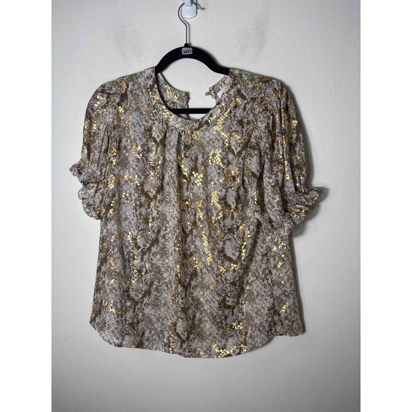 Pants Store Gold Snake Print Top Sz M