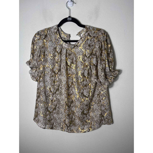 Pants Store Gold Snake Print Top Sz M