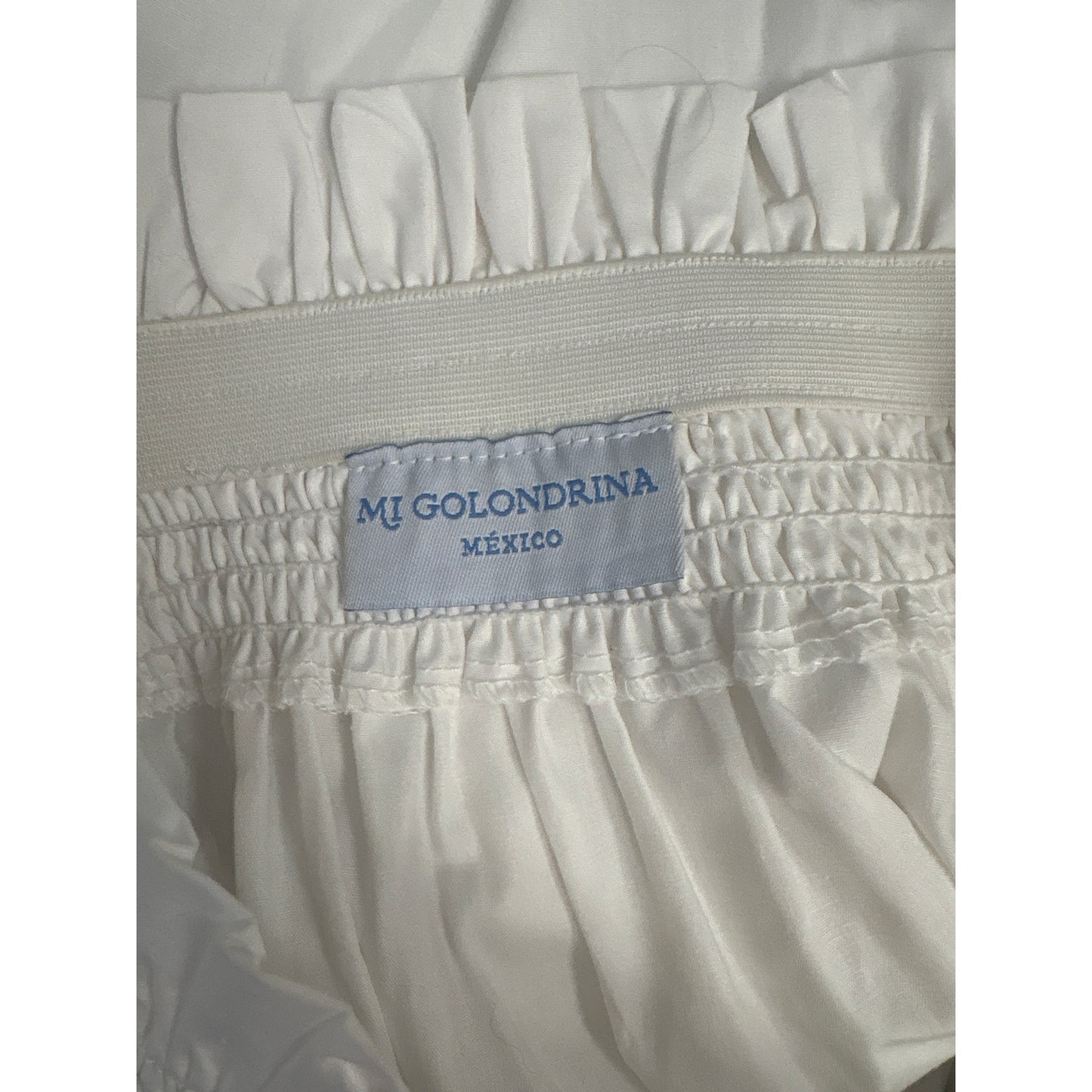 Mi Golondrina Crisp White Off the Shoulder 3/4 Sleeve Cotton Top Sz M