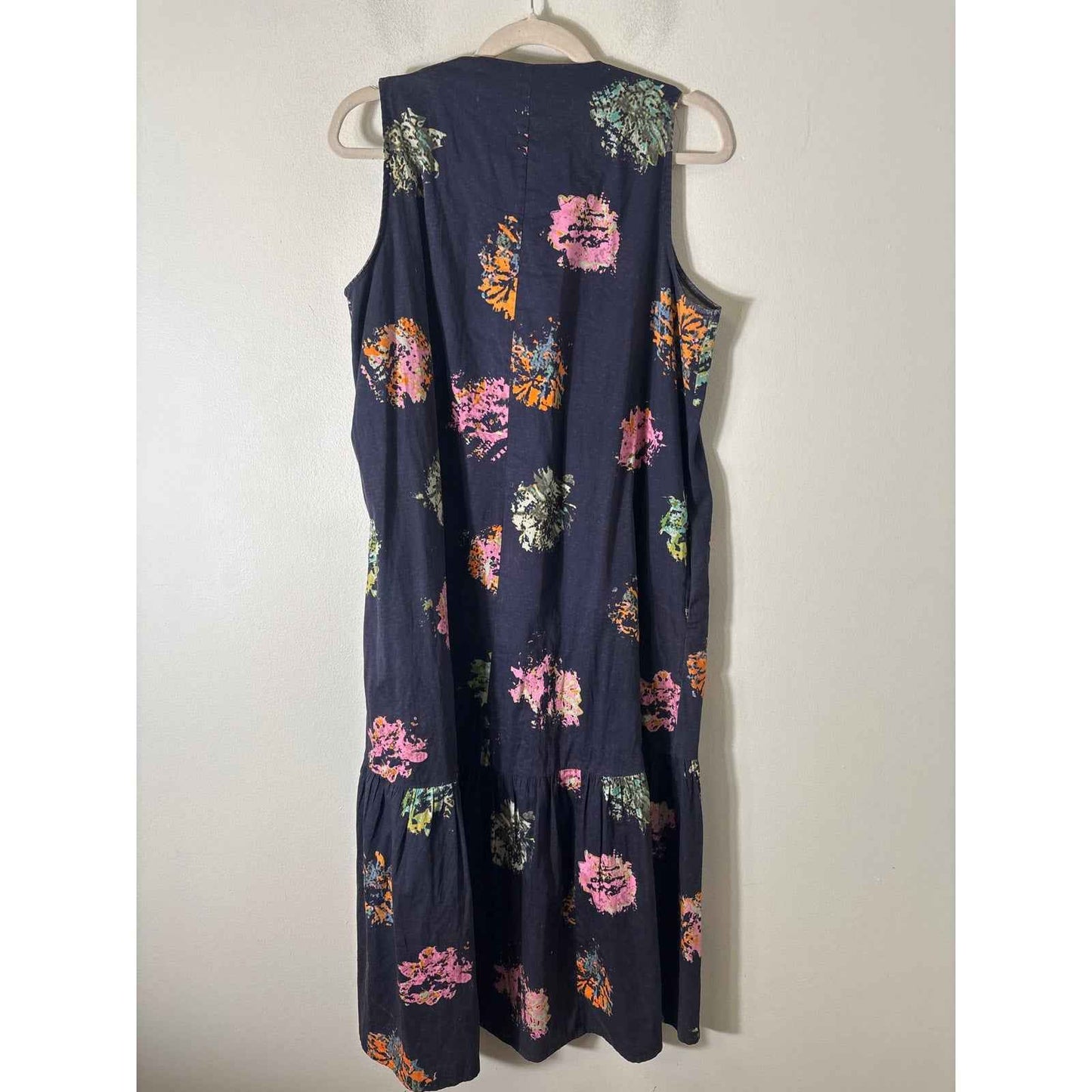 NIC+Zoe Black Multicolor Sleeveless Cotton Maxi Dress Sz LP
