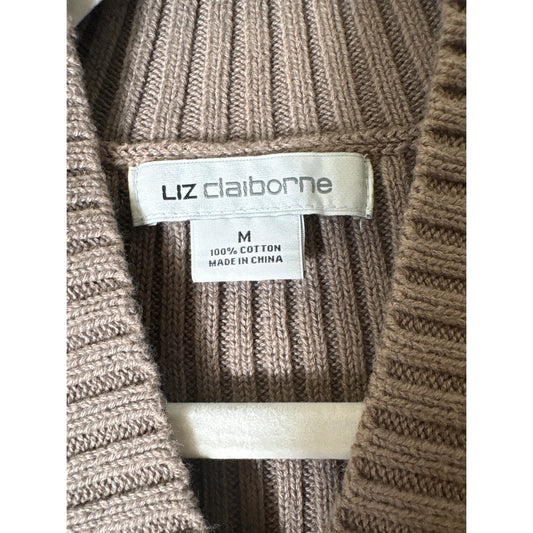 Liz Claiborne Brown Cable Knit Pullover Sweater Sz M