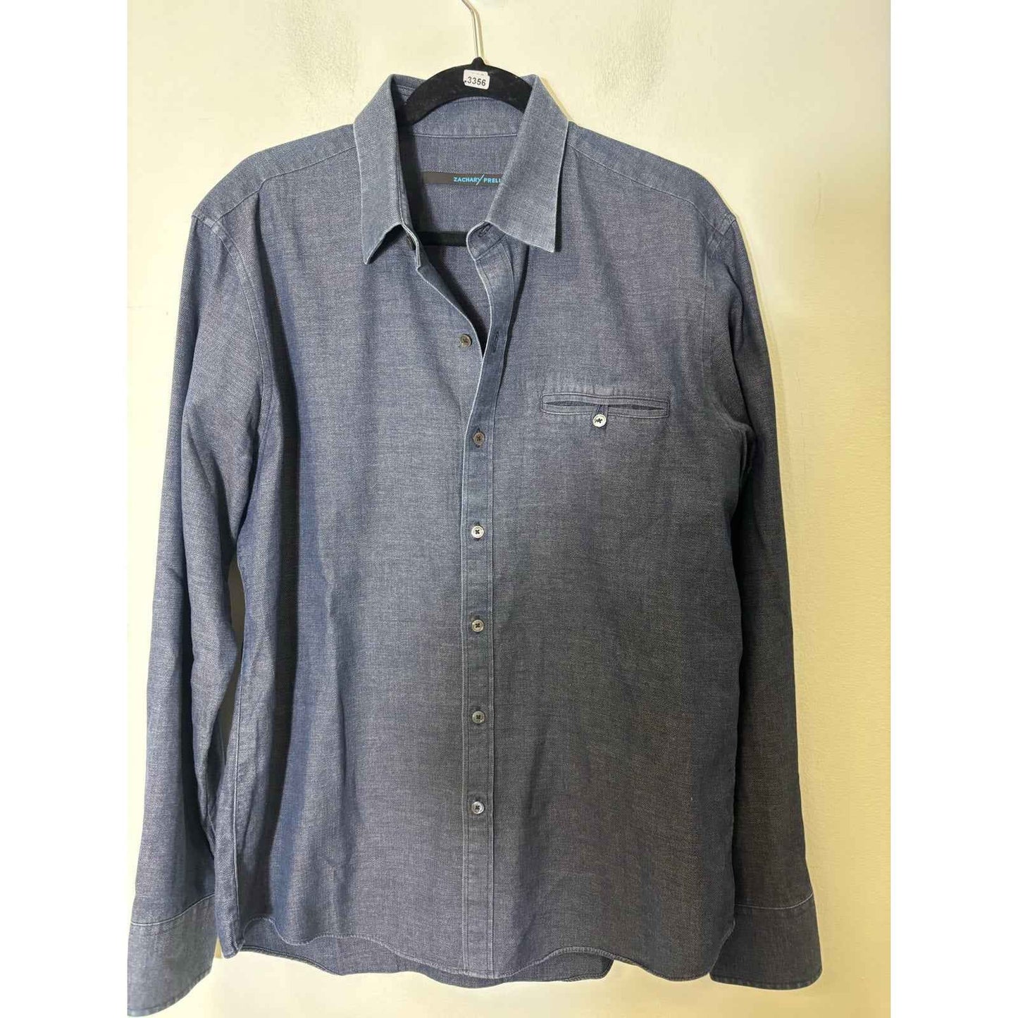 Men's Zachary Prell Dark Gray Cotton Long Sleeve Button Down Shirt Sz L