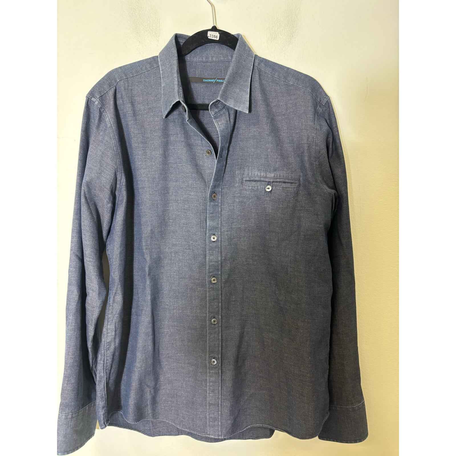 Men's Zachary Prell Dark Gray Cotton Long Sleeve Button Down Shirt Sz L