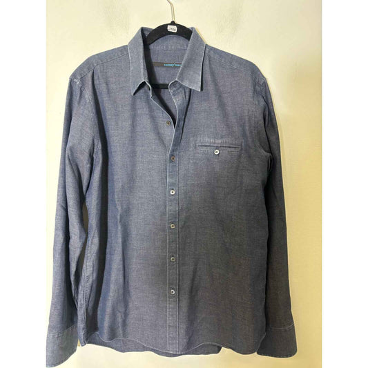 Men's Zachary Prell Dark Gray Cotton Long Sleeve Button Down Shirt Sz L