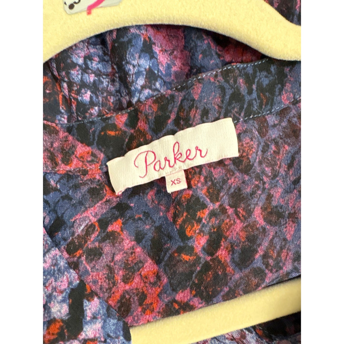 Parker Jewl Toned Slong Sleeve Silk Knee Length Dress Sz XS