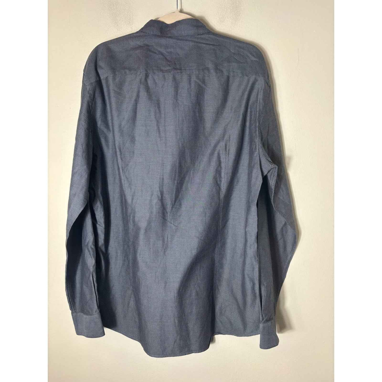 Men's JohnVarvatos Blue Printed Long SLeeve "Luxe" Shirt Sz L