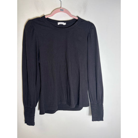 A.L.C. Black Cotton Long Sleeve Smocked Cuff Sz L