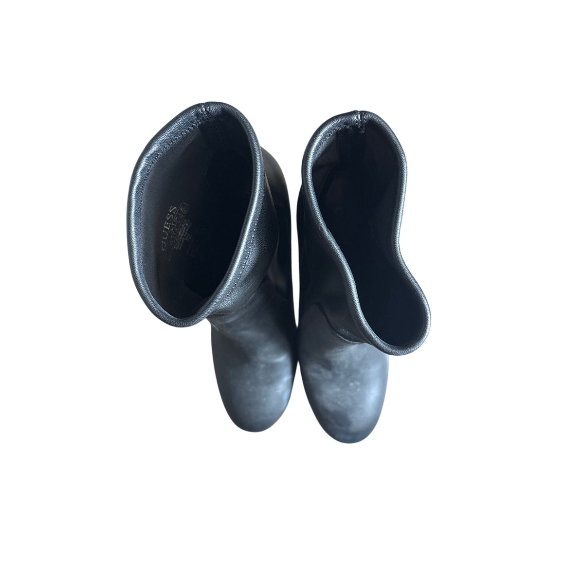 Guess Black Slip On Stacked Heeled Boots Sz 37 (6.5)