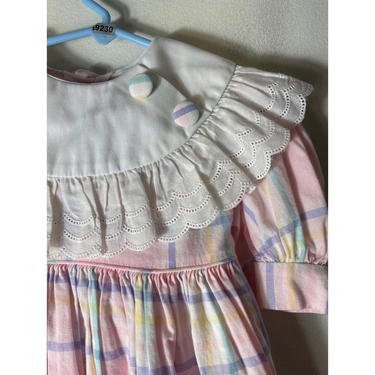 Girls Vintage Mondays Child Pink pastel puff Sleeve Dress with White Collar Sz 4
