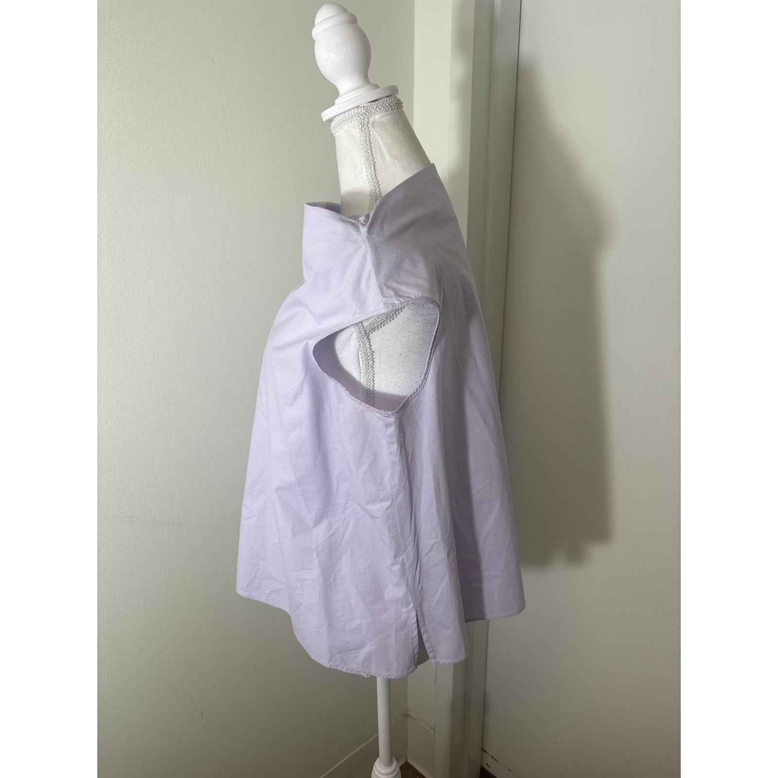 Psophia Vazquez De Castro Lilac Ruffle Shoulder Cotton Top Sz M