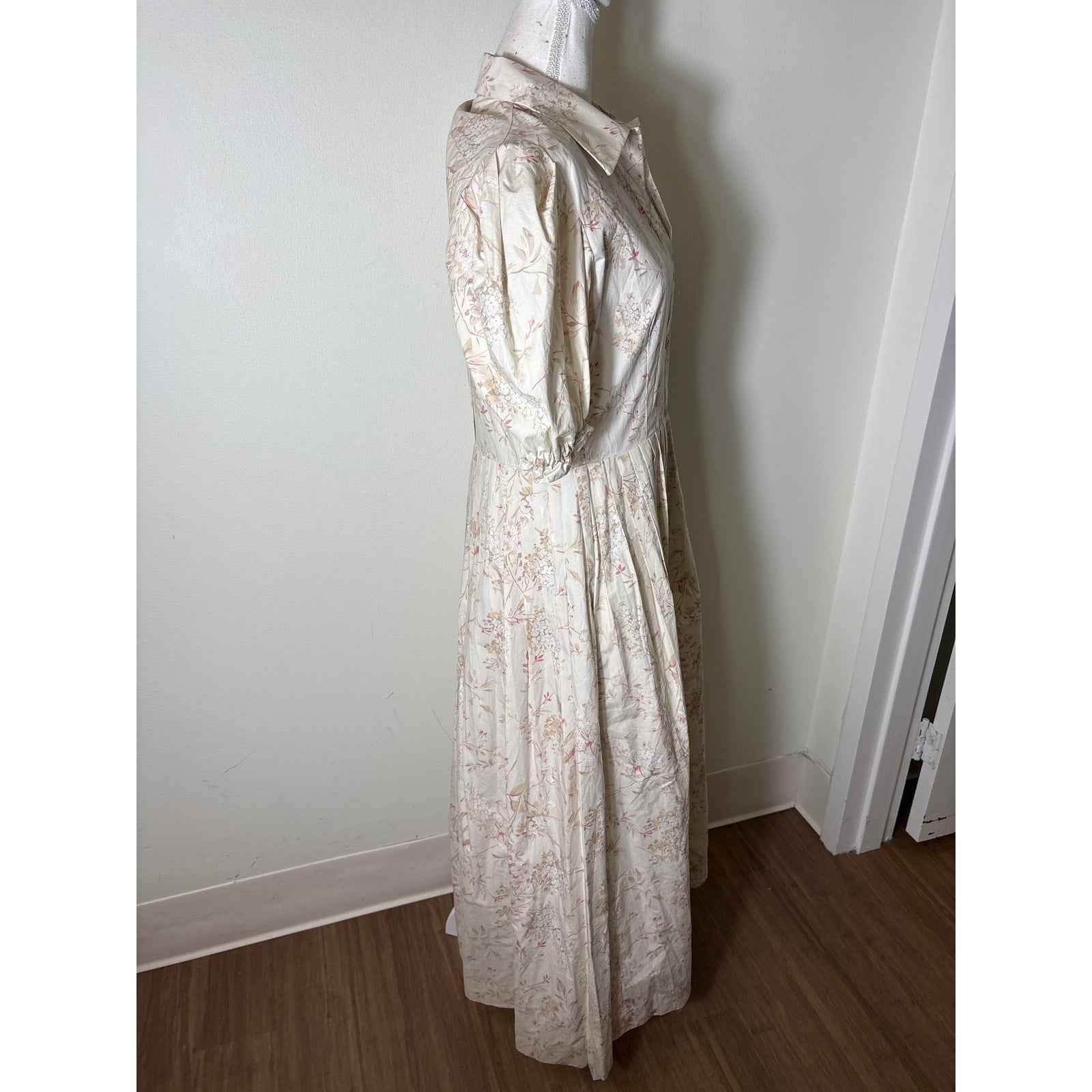 NWT Buru Laura Floral Puff Sleeve Shirt Dress Sz S