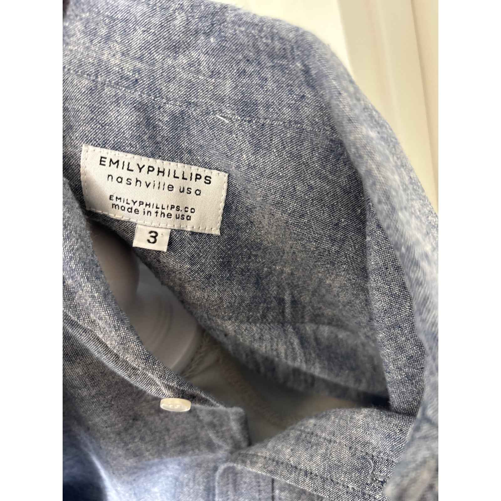 Emily Phillips Nashville Blue Long Sleeve Knee Length Shirt Dress Sz 3