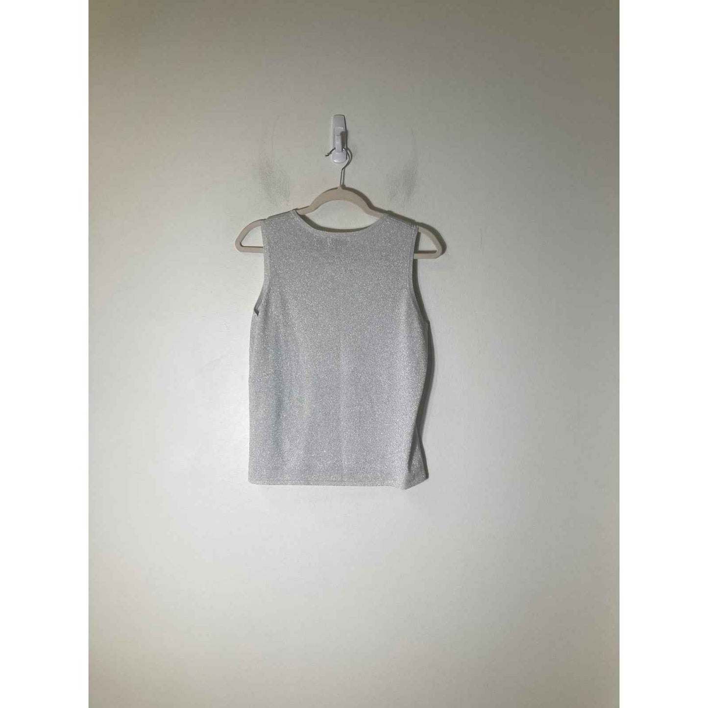 Laura Ashley Silver Shimmery Sleeveless Shirt Sz M Petite