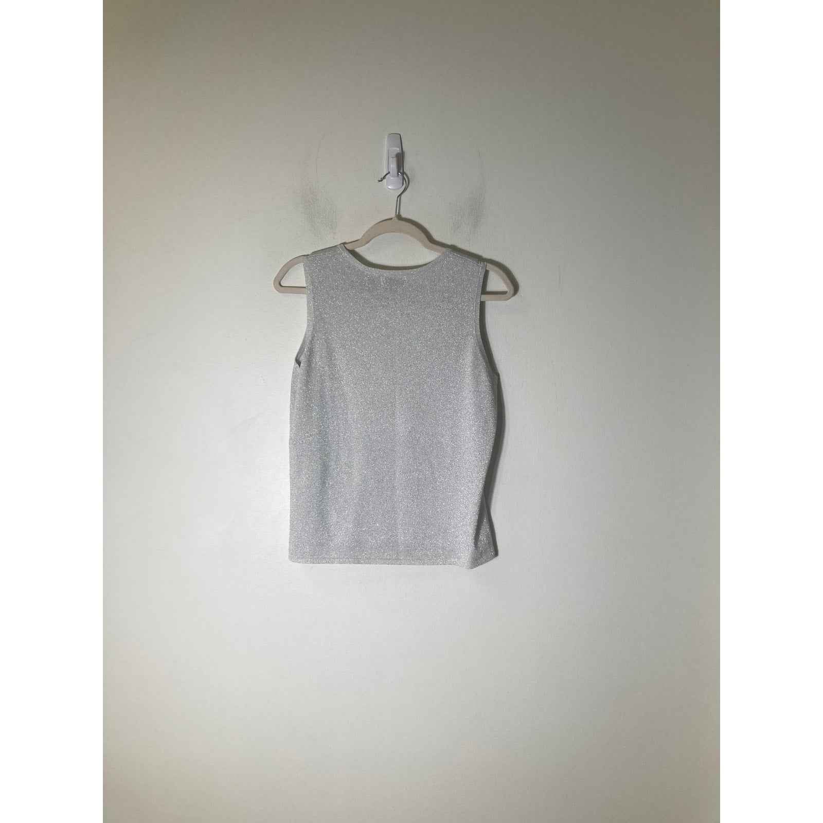 Laura Ashley Silver Shimmery Sleeveless Shirt Sz M Petite