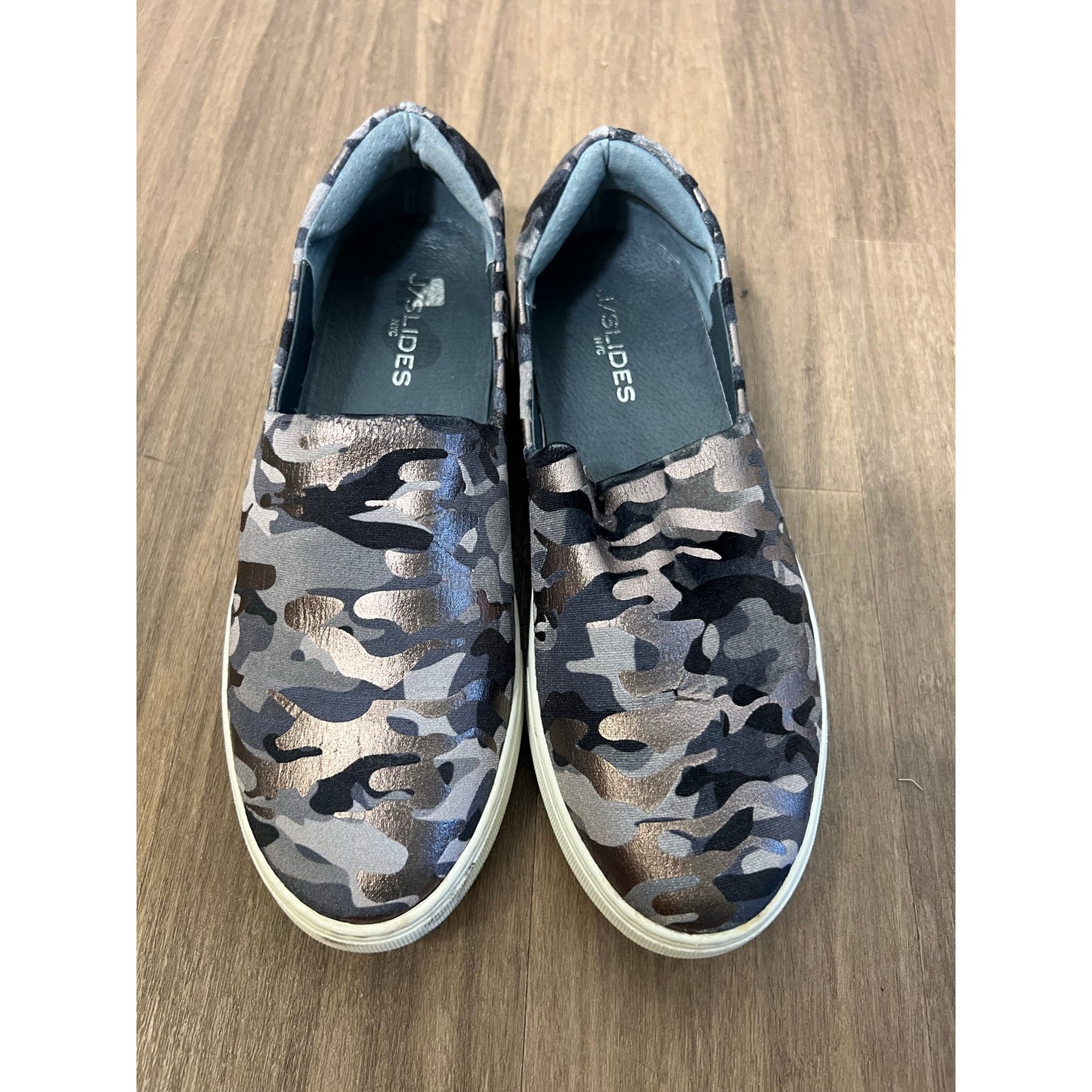J/Slides NYC  Grey Camo Fabric Ariana Sz 9M