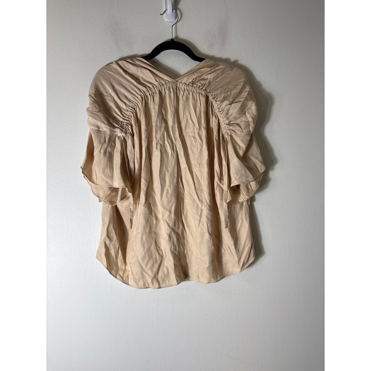 Vince Khaki Silk Blend V Neck Top Sz S