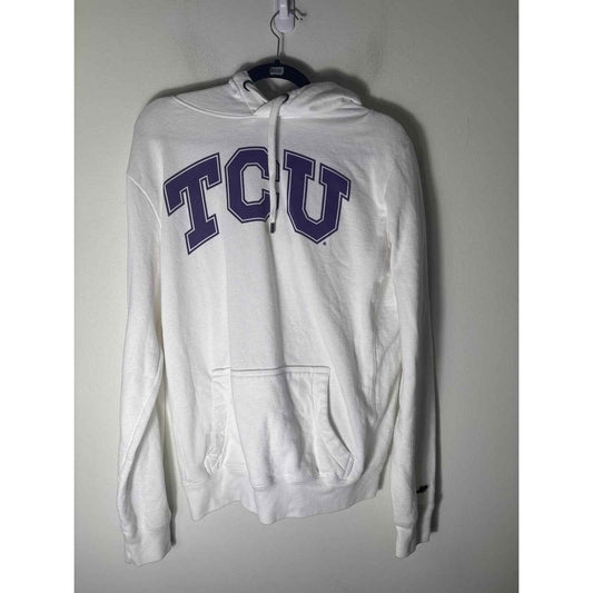 League White Long Sleeve TCU Hooded Sweatshirt Sz M
