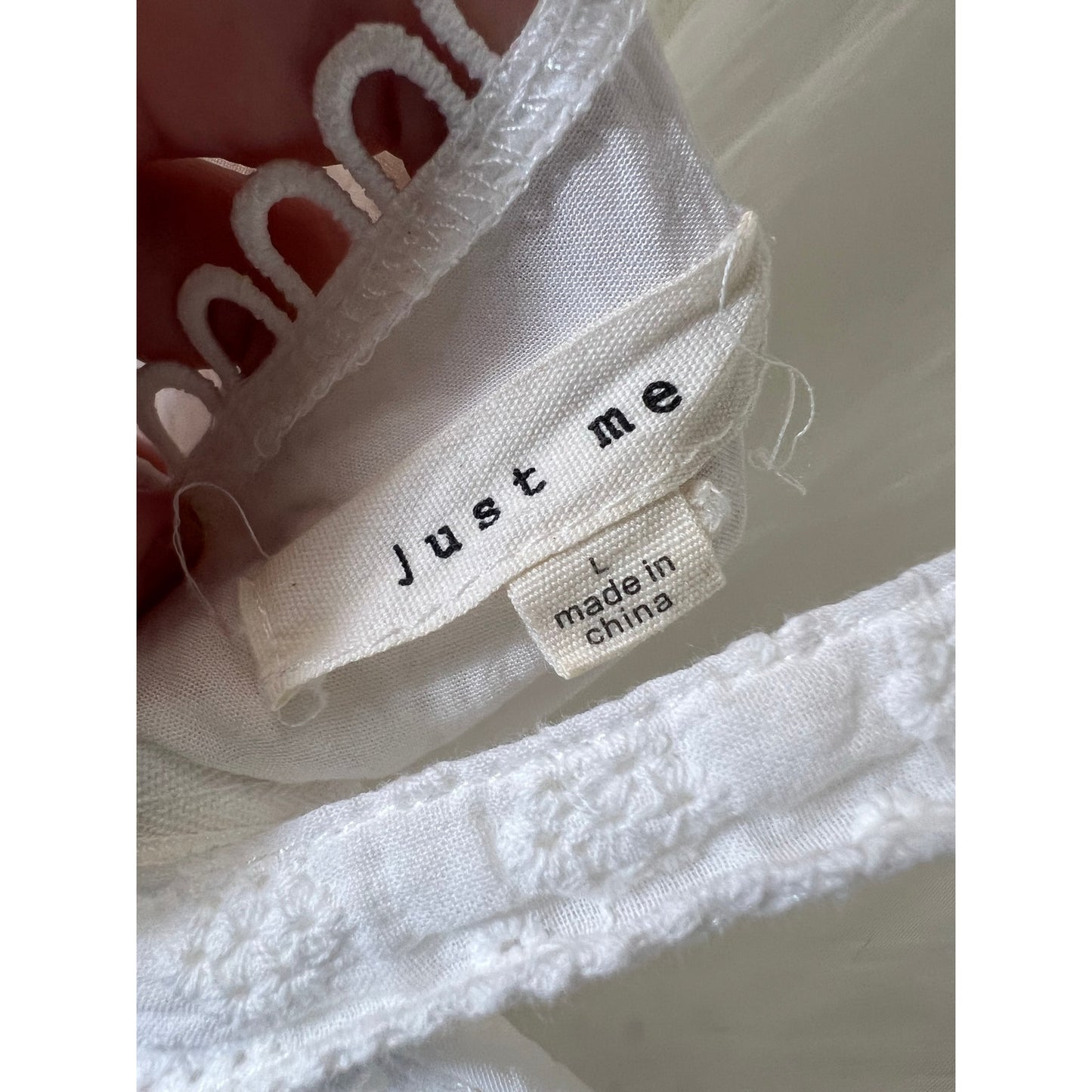 Just Me White Eyelet Lace Flutter Sleeve Jumpsuit Sz L