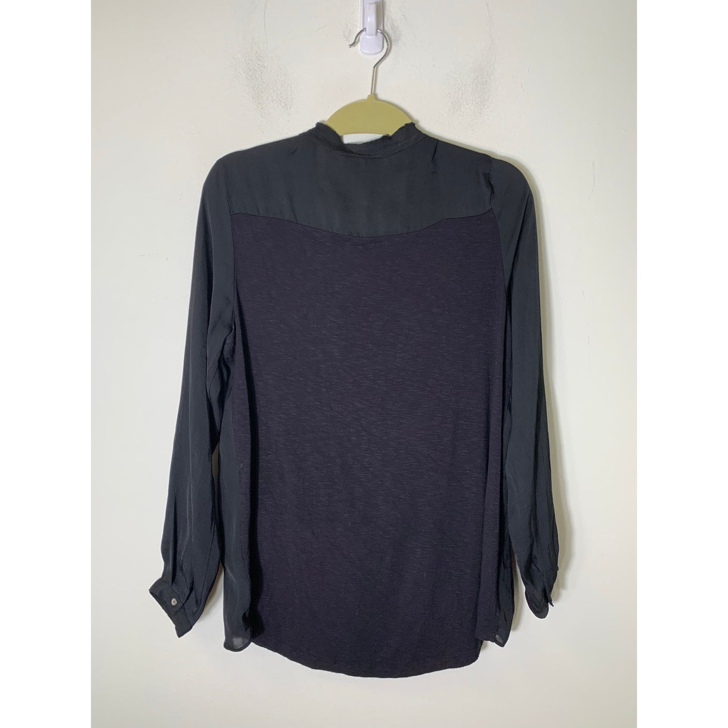 Dolan Left Coast Connection Black Long Sleeve Mixed Media Top Sz S