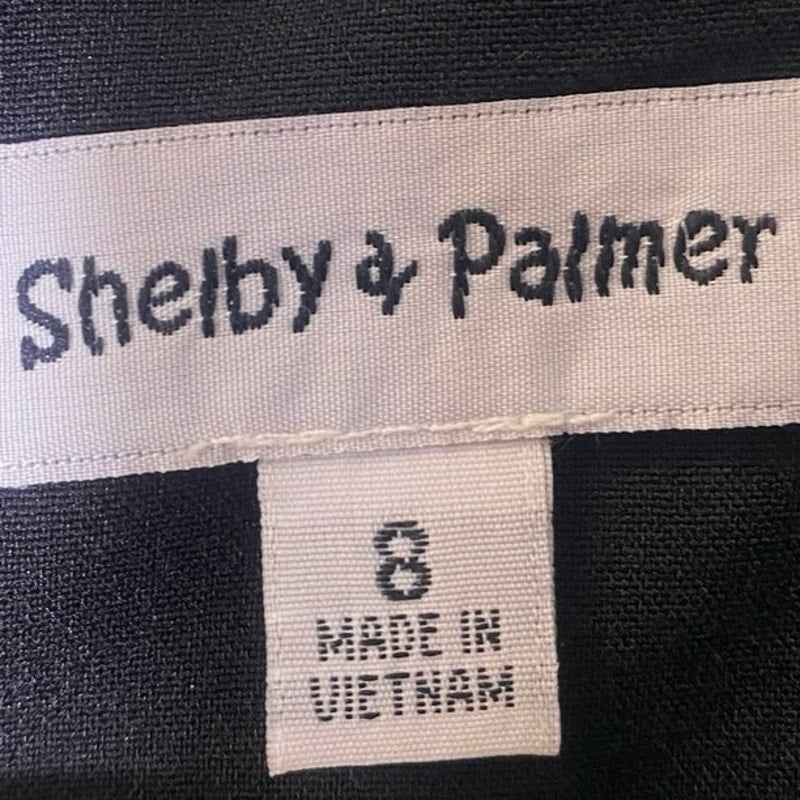 Shelby & Palmer Green Black Border Peplum Sleeveless Dress Sz 8