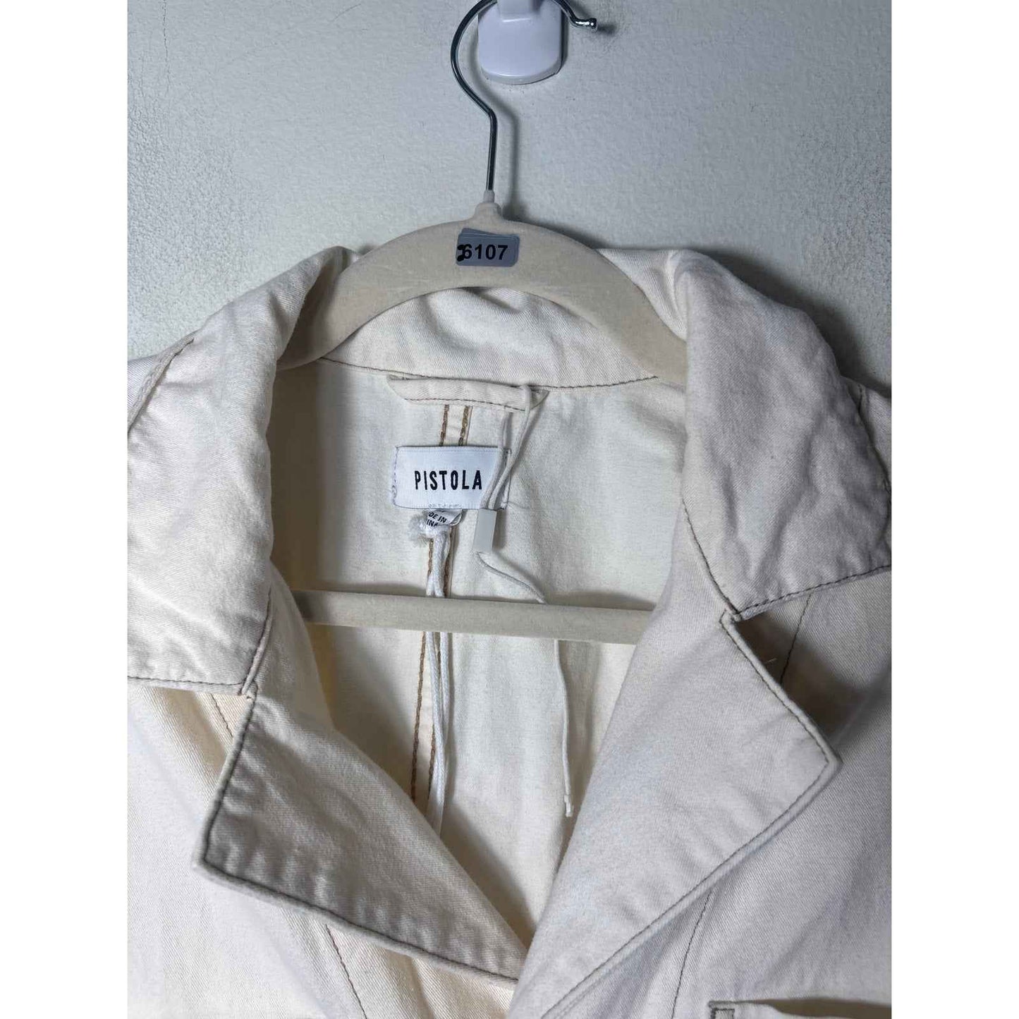 Pistola Off White Short Sleeve Cotton Button Up Romper Sz M