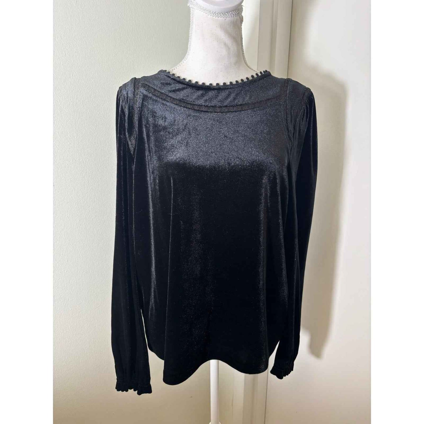 NWT Boden Black Velvet Long Sleeve Shirt Sz 10