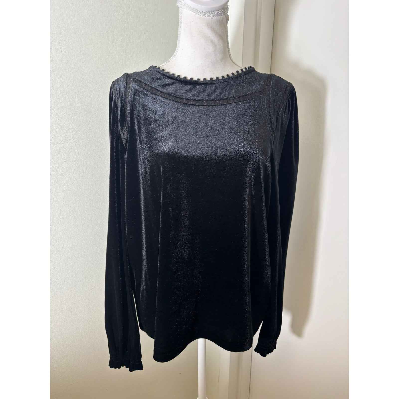 NWT Boden Black Velvet Long Sleeve Shirt Sz 10