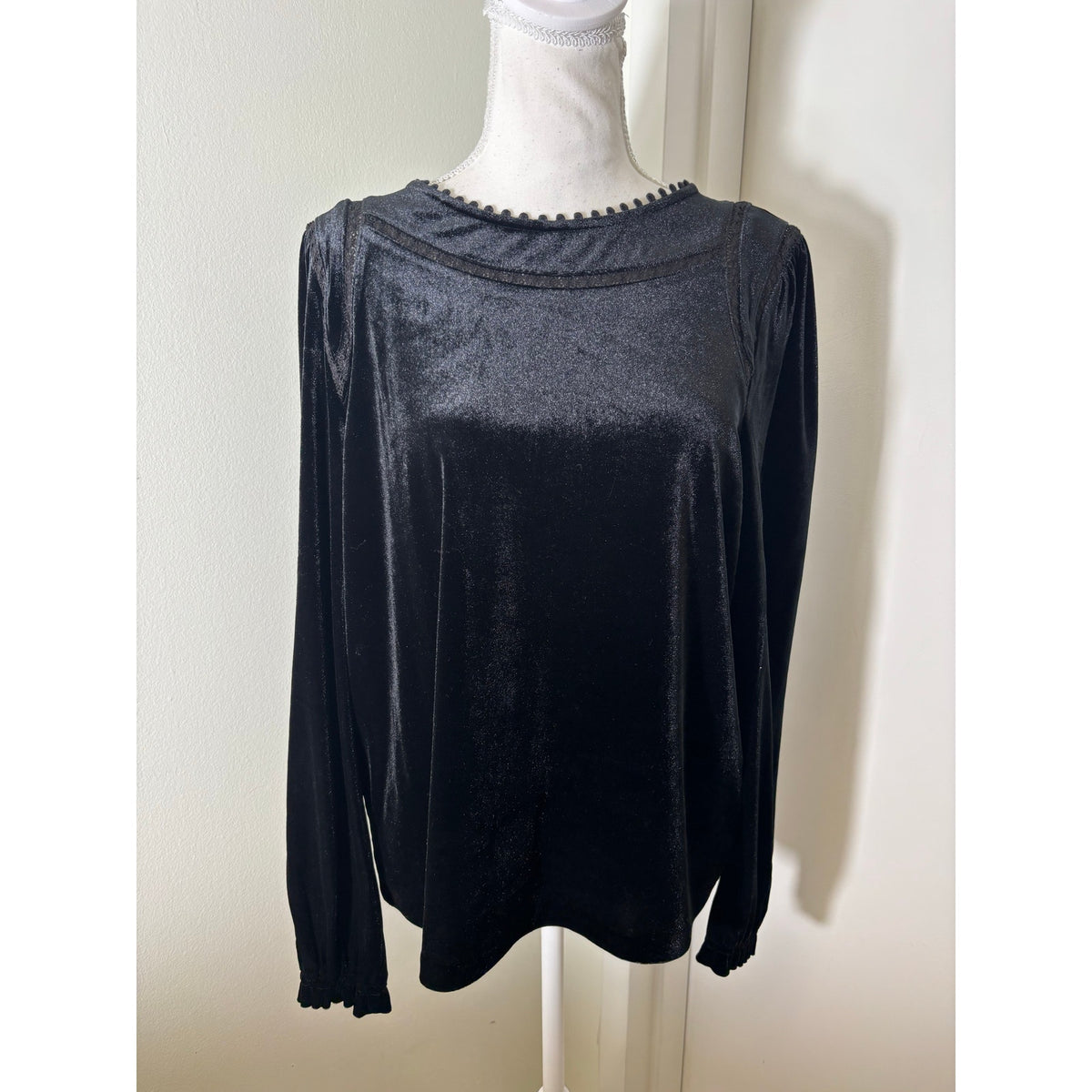 NWT Boden Black Velvet Long Sleeve Shirt Sz 10