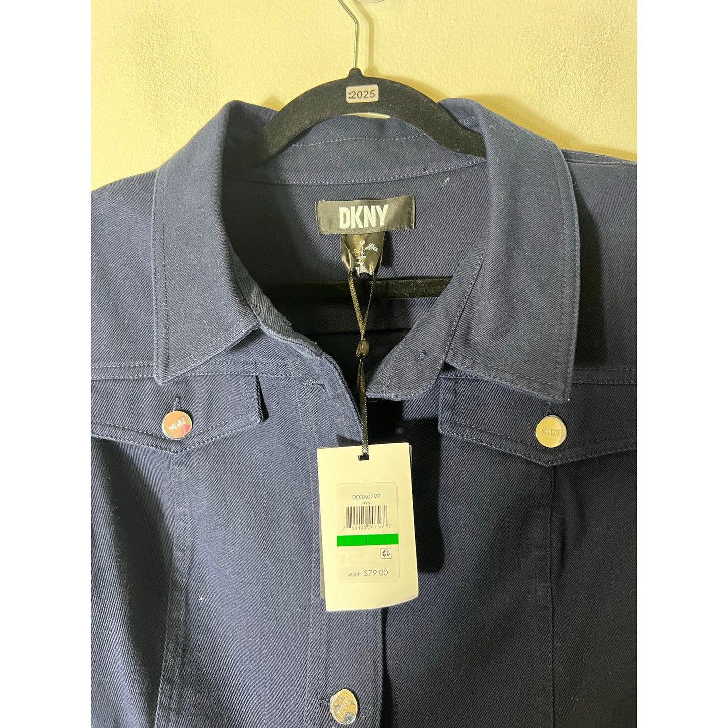 NWT DKNY Navy Denim Jacket Sz L