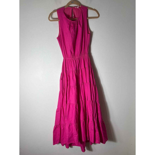 &merci Hot Pink Sleeveless Open Back Tierd Maxi Dress Sz S