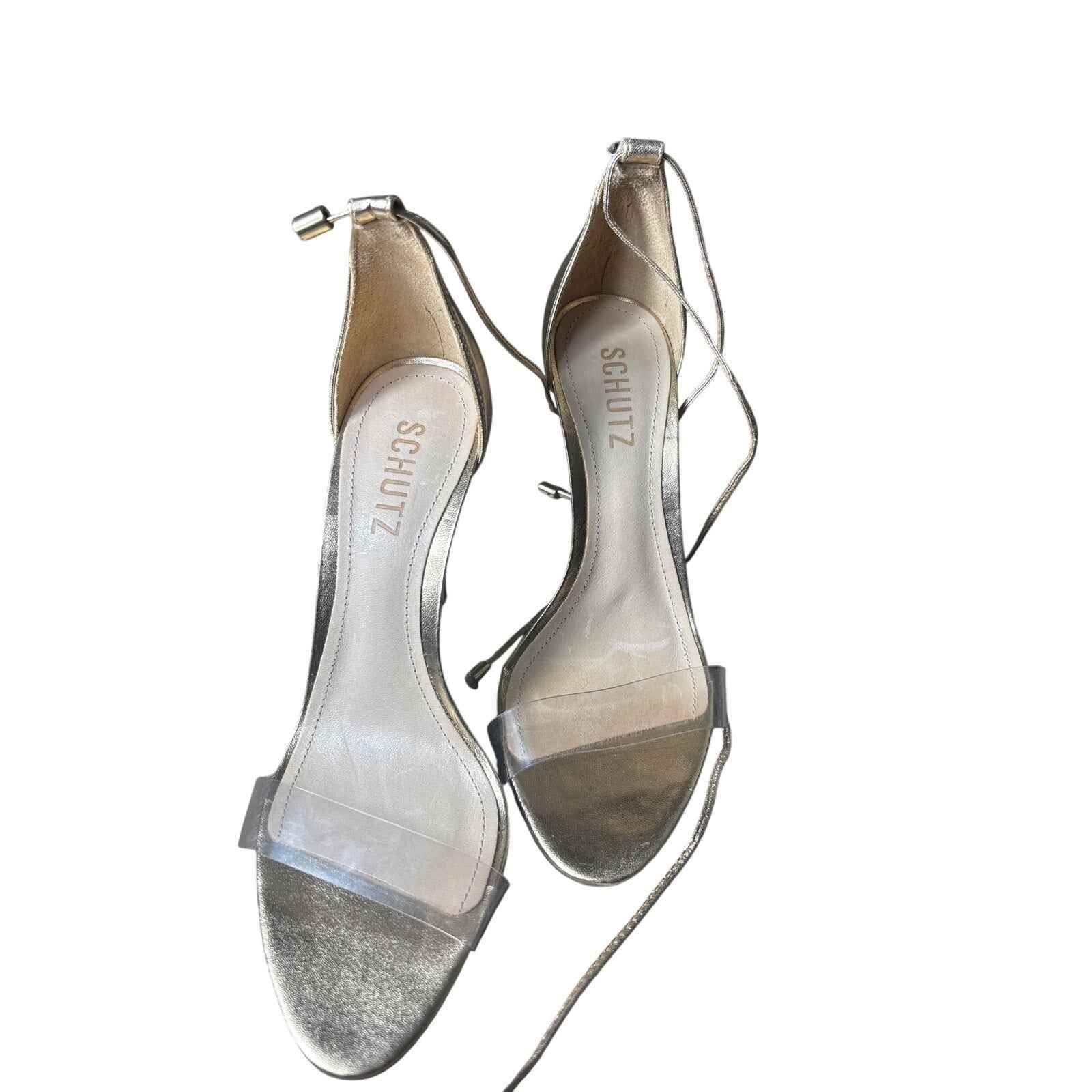 NWOB Schutz Metallic Gold Stiletto Strappy Heel Sz 7