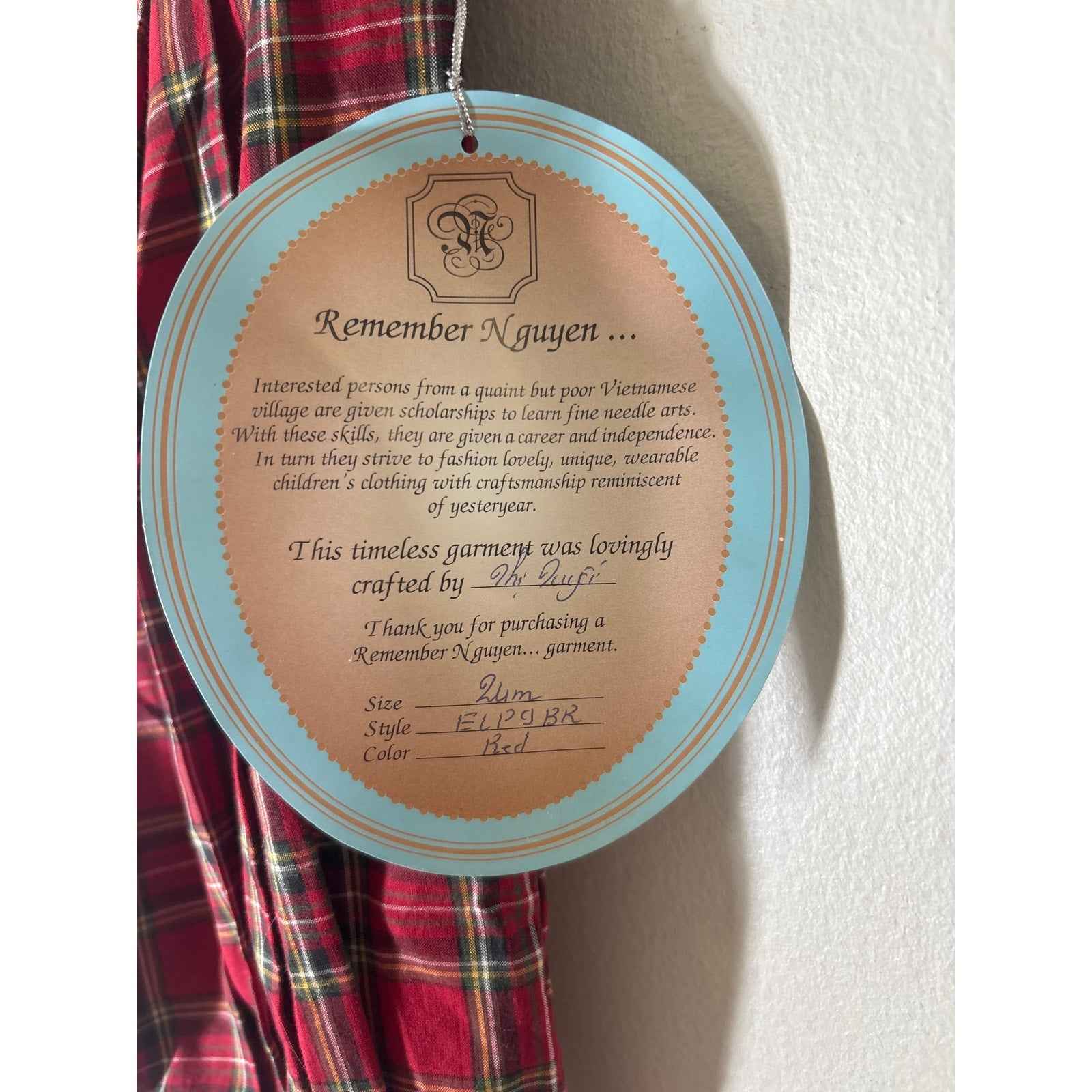 NWT Remember Nyugen Red Holiday Plaid Baby Outfit Sz 24M