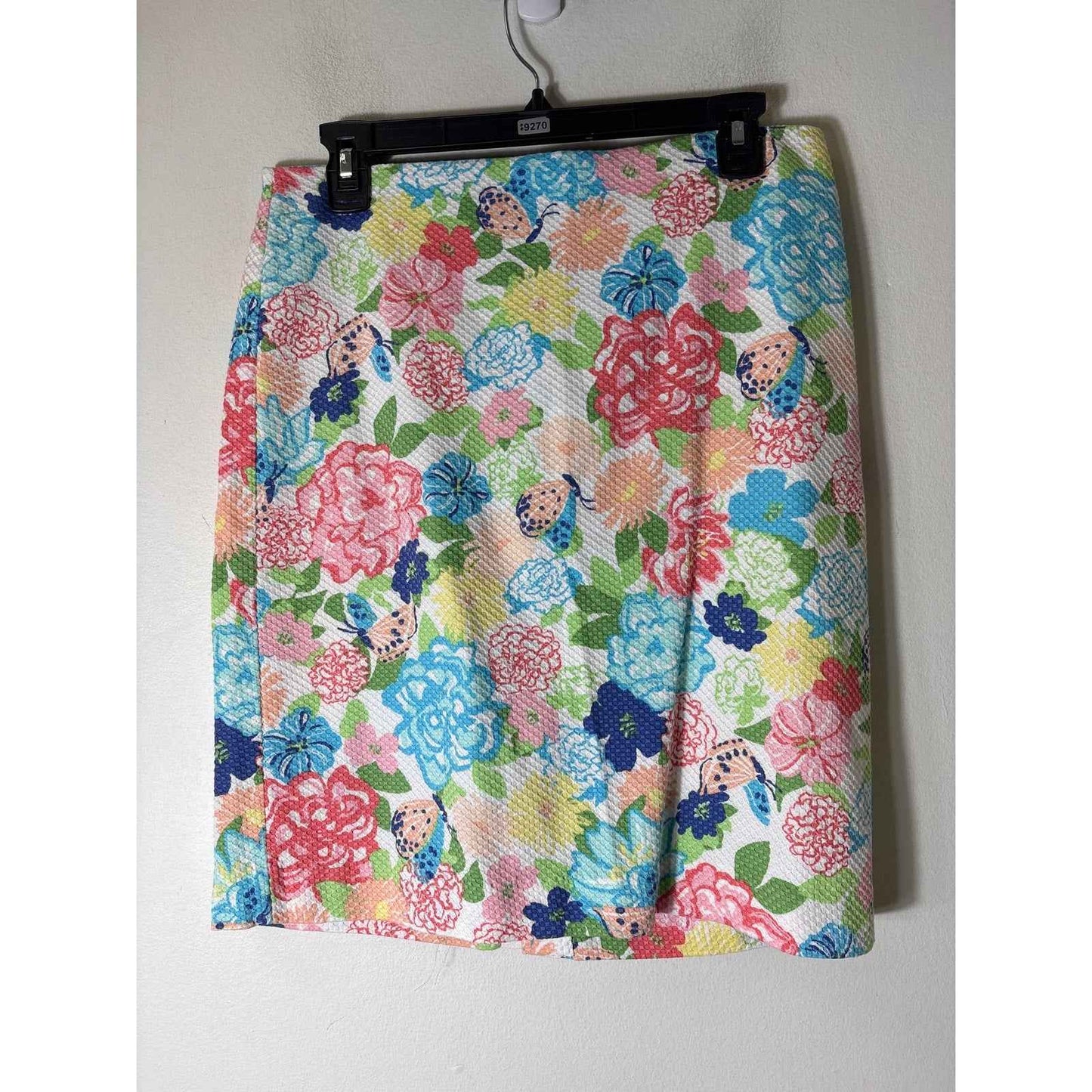 Talbots White Skirt with pink,Yellow,blue&Green Flower print Sz 10P