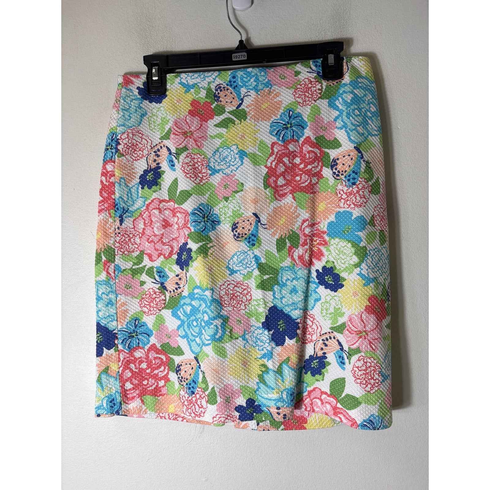 Talbots White Skirt with pink,Yellow,blue&Green Flower print Sz 10P