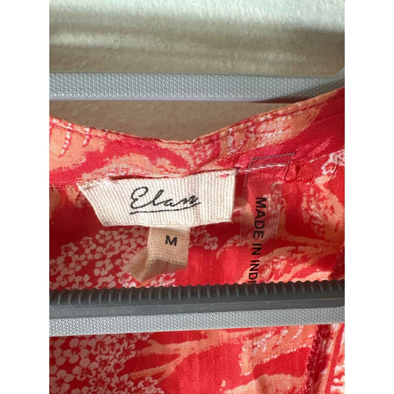 Elan Red and Peach Long Sleeve Knee Length Dress Sz M