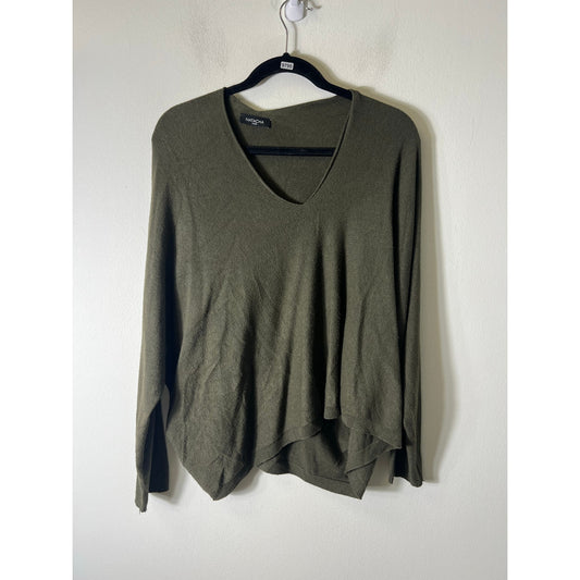 Natacha Green Long Sleeve V NEck Boxy Sweater One Size