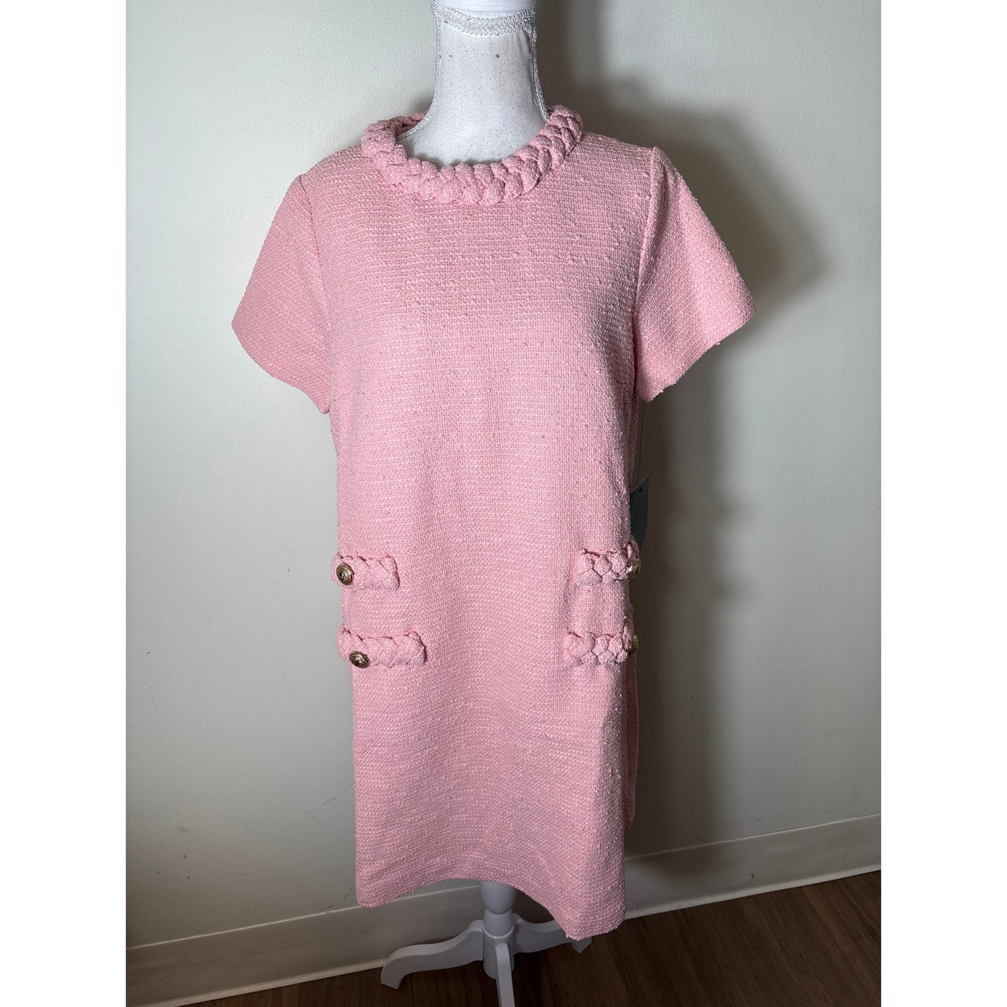 NWT Tuckernuck Pink Tweed "Jackie" Dress Sz L